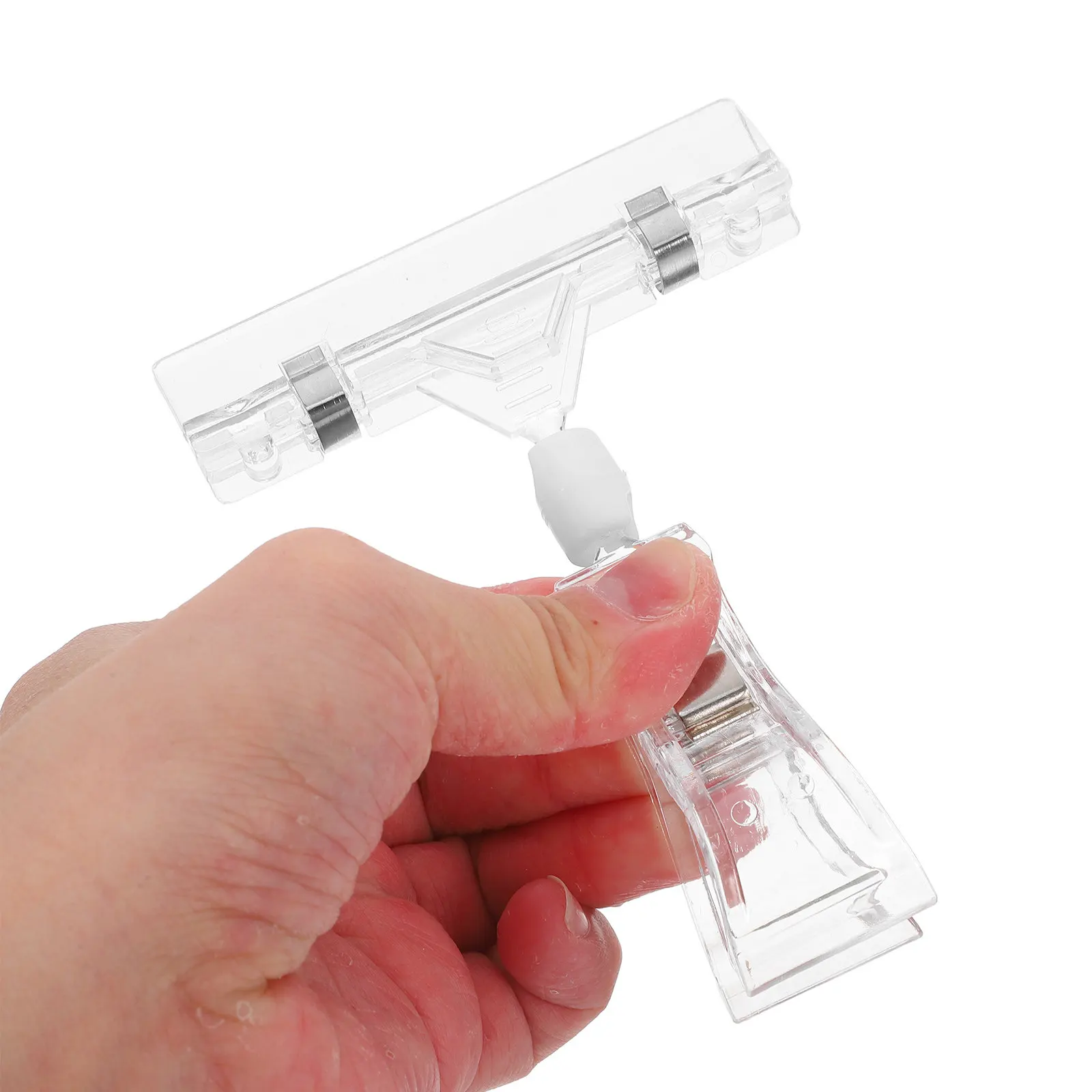 10Pcs Clear Plastic Note Clips with Dual Clipping Ends for Labels Price Tags Cards Photos Name Tags Suitable Home Mall Market