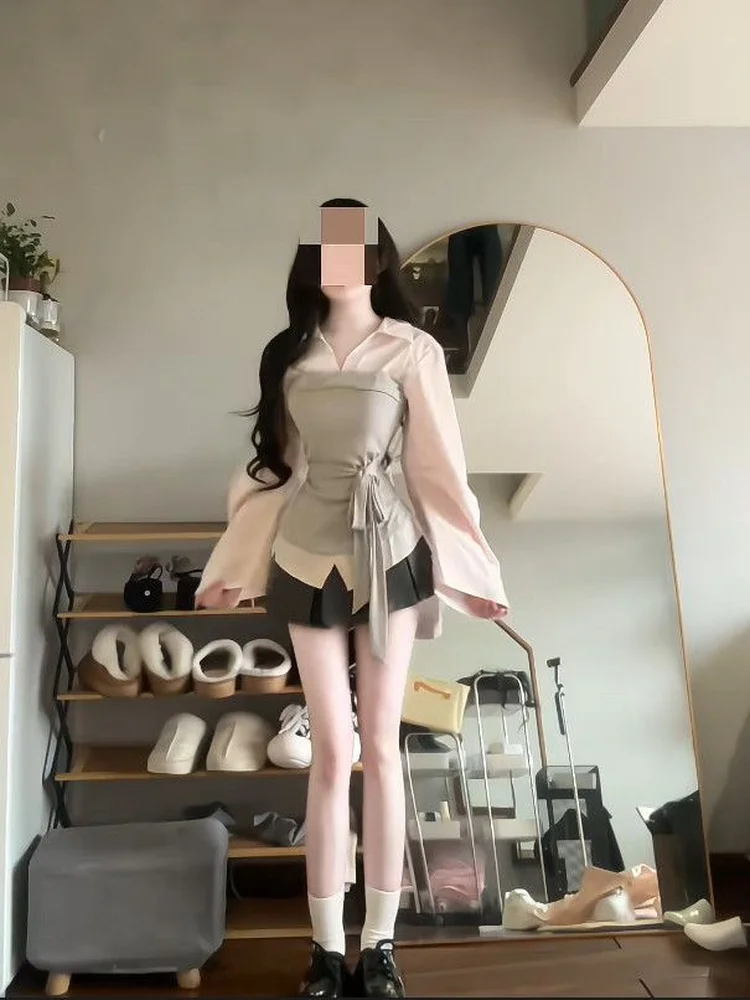 ชุดเซ็ตเสื้อและกระโปรงสไตล์เกา - Korean Style A Line Shirt Dress บทวิจารณ์และราคา