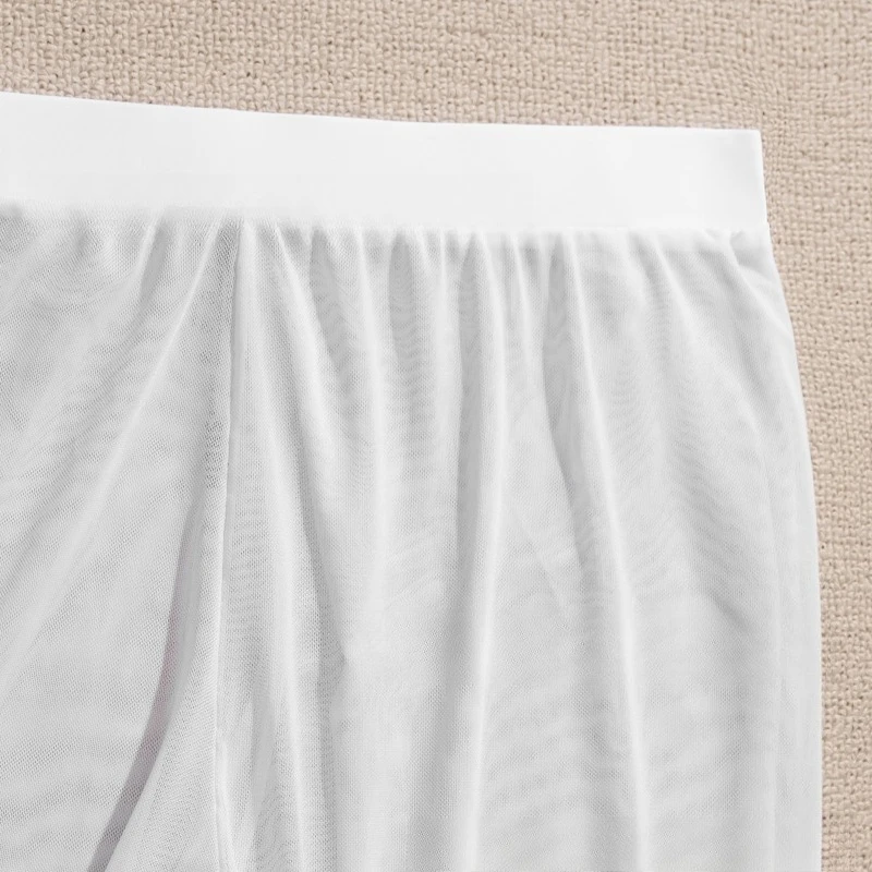 Pantaloni da donna in rete trasparente con apertura sul cavallo Sexy vedere attraverso la lingerie Pantaloni lunghi stile bikini incrociato Nuova moda seducente trasparente