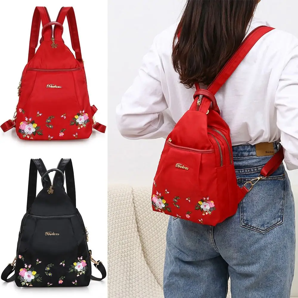 Waterproof Oxford Women Backpack Fashion Casual Embroidery Bag Designer Female Large Capacity Travel Handbag Shopping Knaps