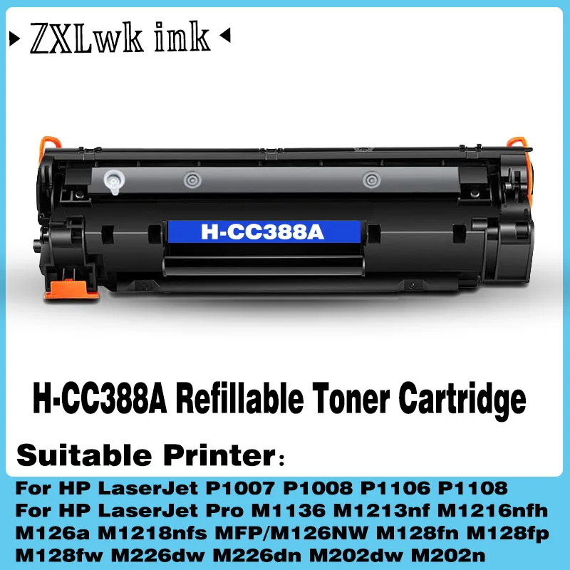 88A 388A CC388A Refillable Toner Cartridge with chip For HP LaserJet P1007 P1008 P1106 P1108 M1136 1213nf 1216nfh M226dw Printer