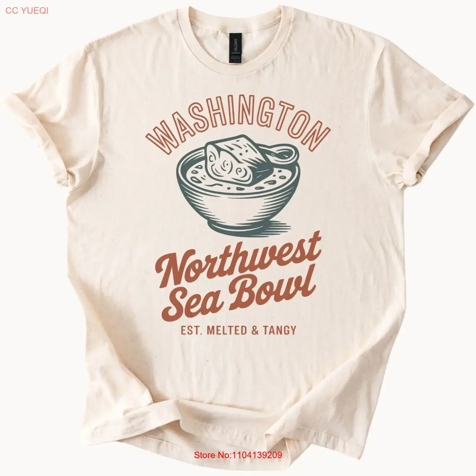 Washington Northwest Sea Bowl T Shirt Pacific Seafood Soup Art vintage Washed designer clothes Top For Everyday Wear Stylish