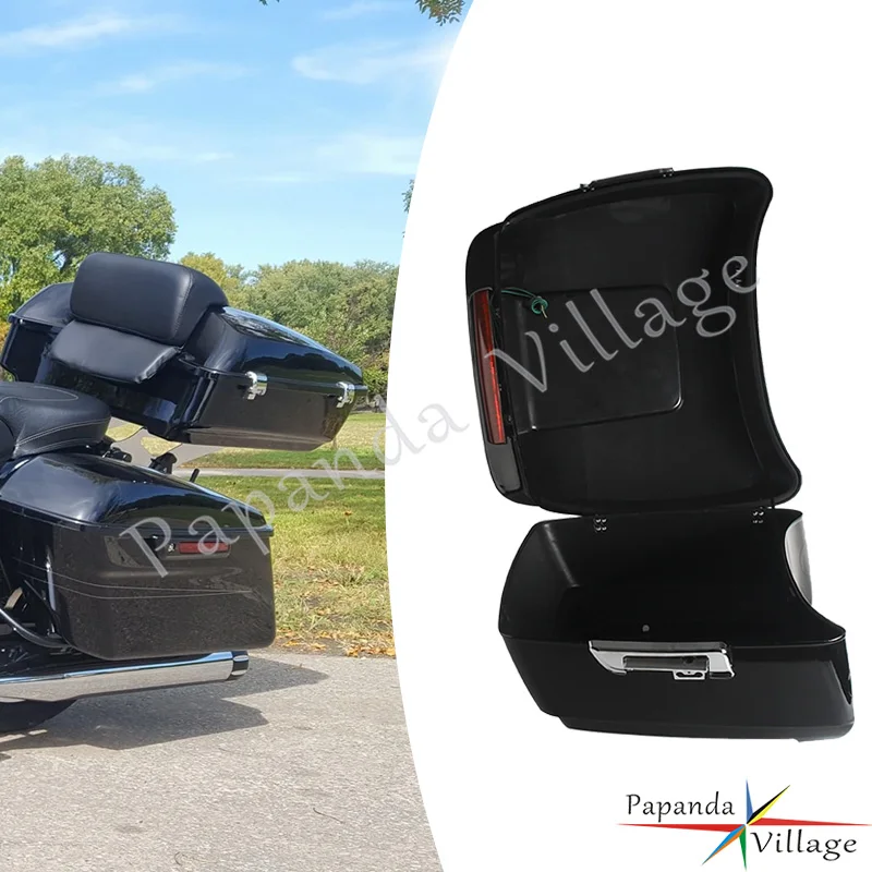 Black Tour Trunk Pack Rear Trunk Top Box Case Topbox For Harley Road King Street Glide  Electra Glide Road Glide 2014-2023