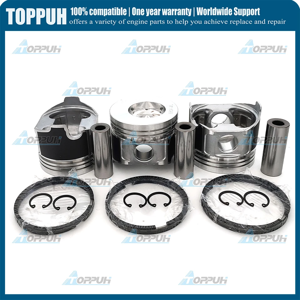 STD 3Set New For Yanmar Engine 3TNE82 Piston Kit + Piston Ring