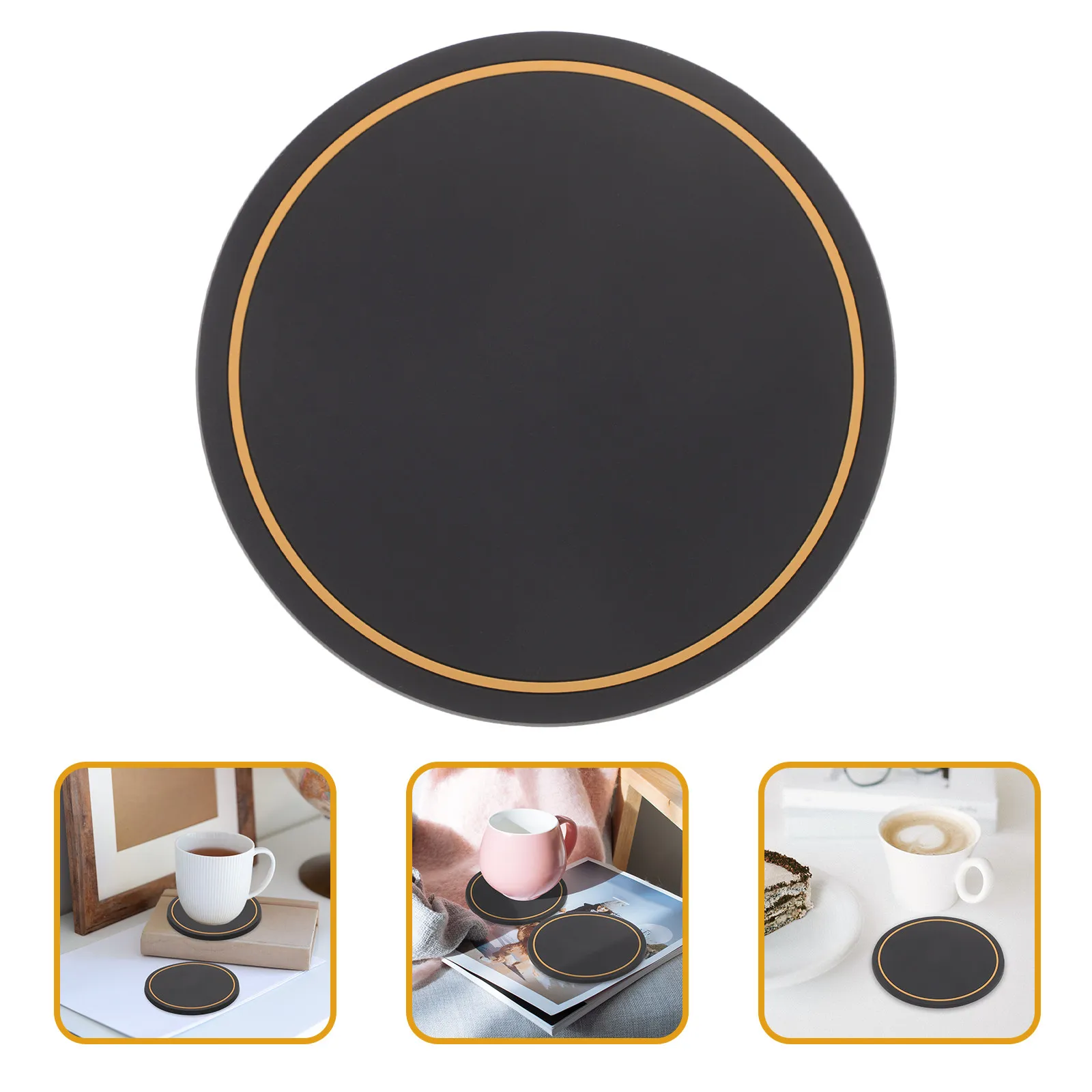 

Rubber Cup Mat Heat Insulation Round Coaster Heat Resistant Mug Mat Cushion Protective Table Placemat for Home Office Kitchen