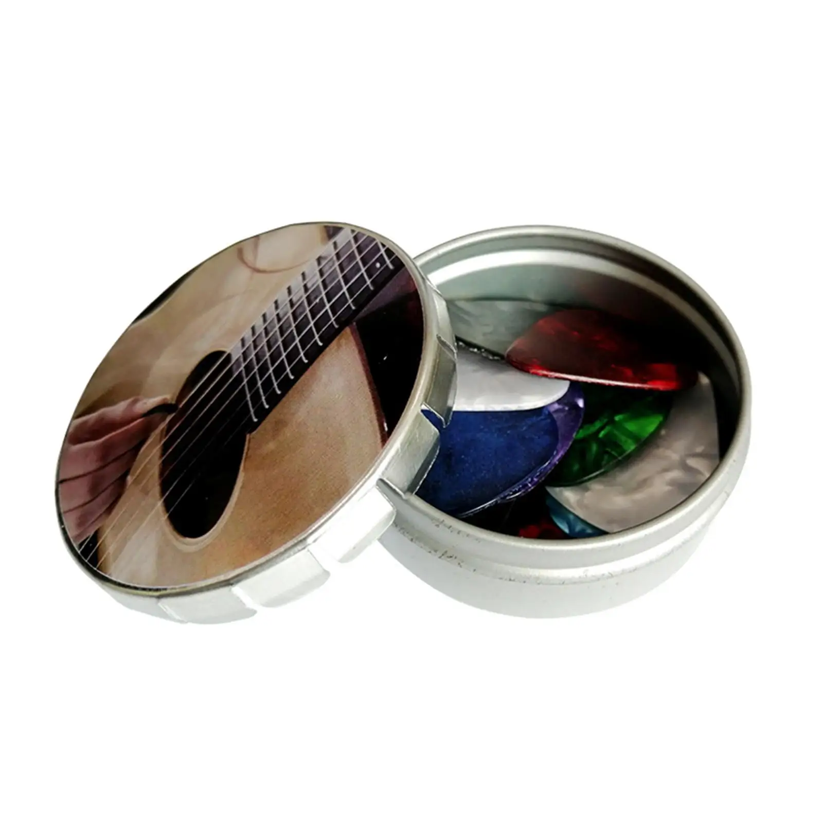 16 Pieces Guitar Picks with Storage Box Celluloid Guitar Picks 0.46mm, 0.71mm, 0.96mm, and 1.2mm Portable for Acoustic Guitar
