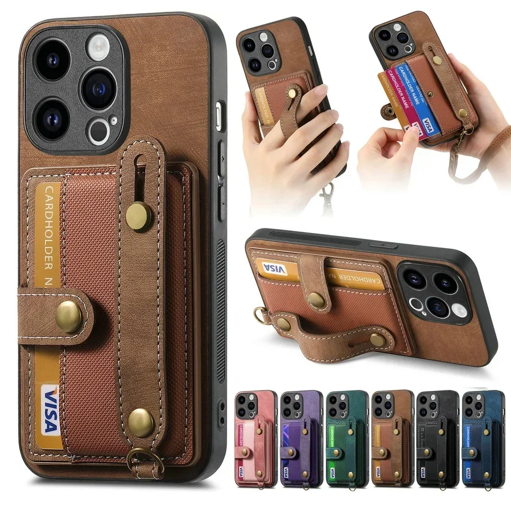 

Wristband Leather Card Wallet Case for Xiaomi 14 T 13T 12 Lite 11T Pro 12T 10T 10 T 13 Ultra 14T Phone Cover Mi 11 Lite NE Funda