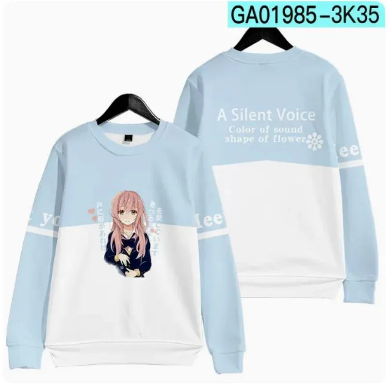 qq023A Silent /The Shape of Voice 3D Print Zip Up Women/Men Hoodie Sweatshirt Nishimiya Shouko Cosplay Zipper Hooded Jacket