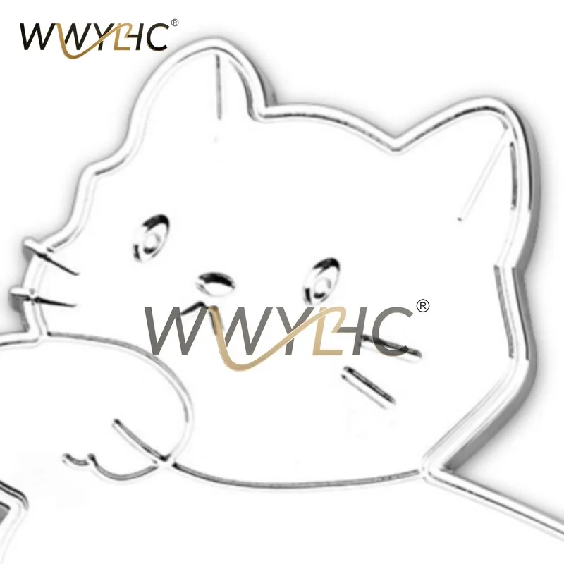 Full Metal Electroplating, Daily Upward Trend, Cat Squint Decoration, Car Sticker Cartoon Cute