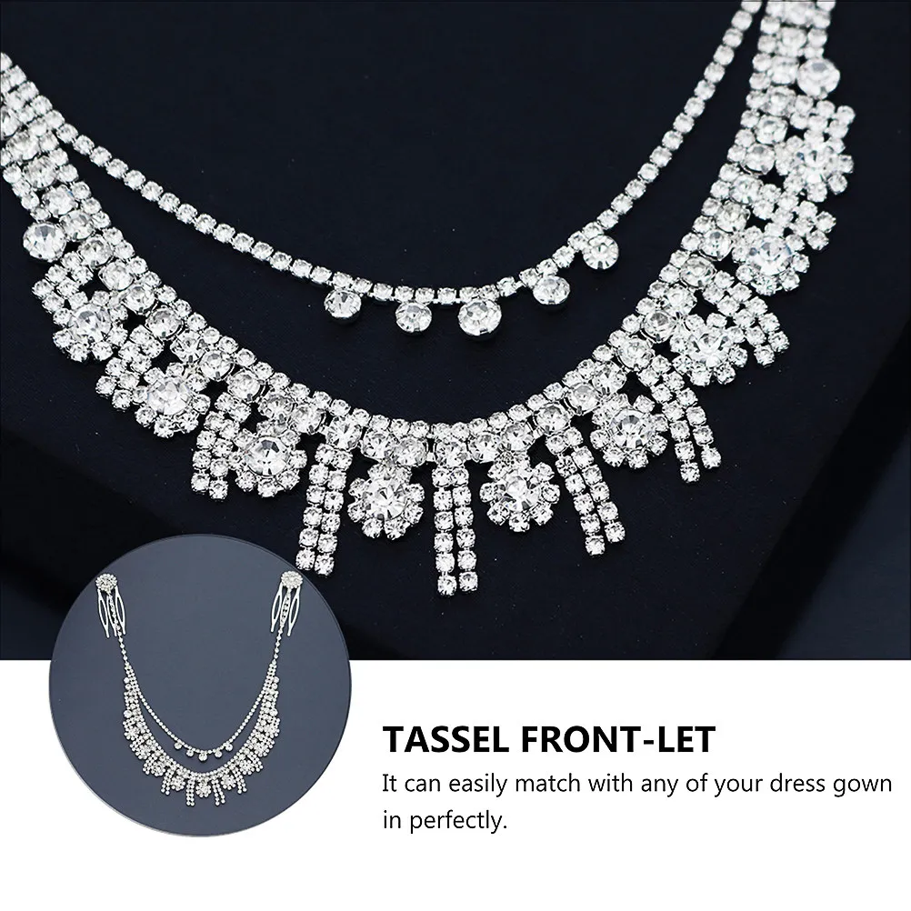 1Pcs Premium Heat Resistant Tassel Front-Let Alloy Bridal Headdress Graceful Hair Ornament Rhinestone Hair Decoration Wedding