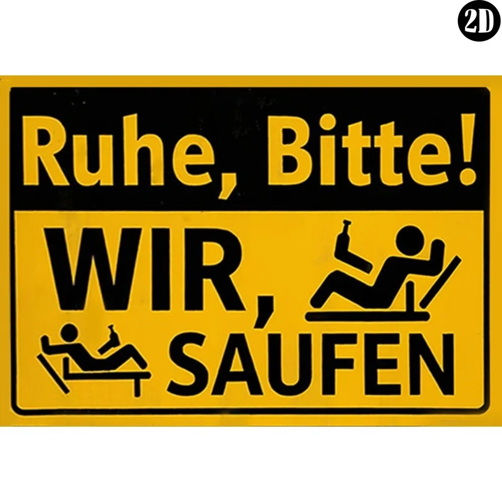 Divertida Placa Metálica con Frase en Alemán "Ruhe Bitte Wir Saufen", Decoración Retro para Bar, Letrero con la Frase "Please Be Quiet We Drink"