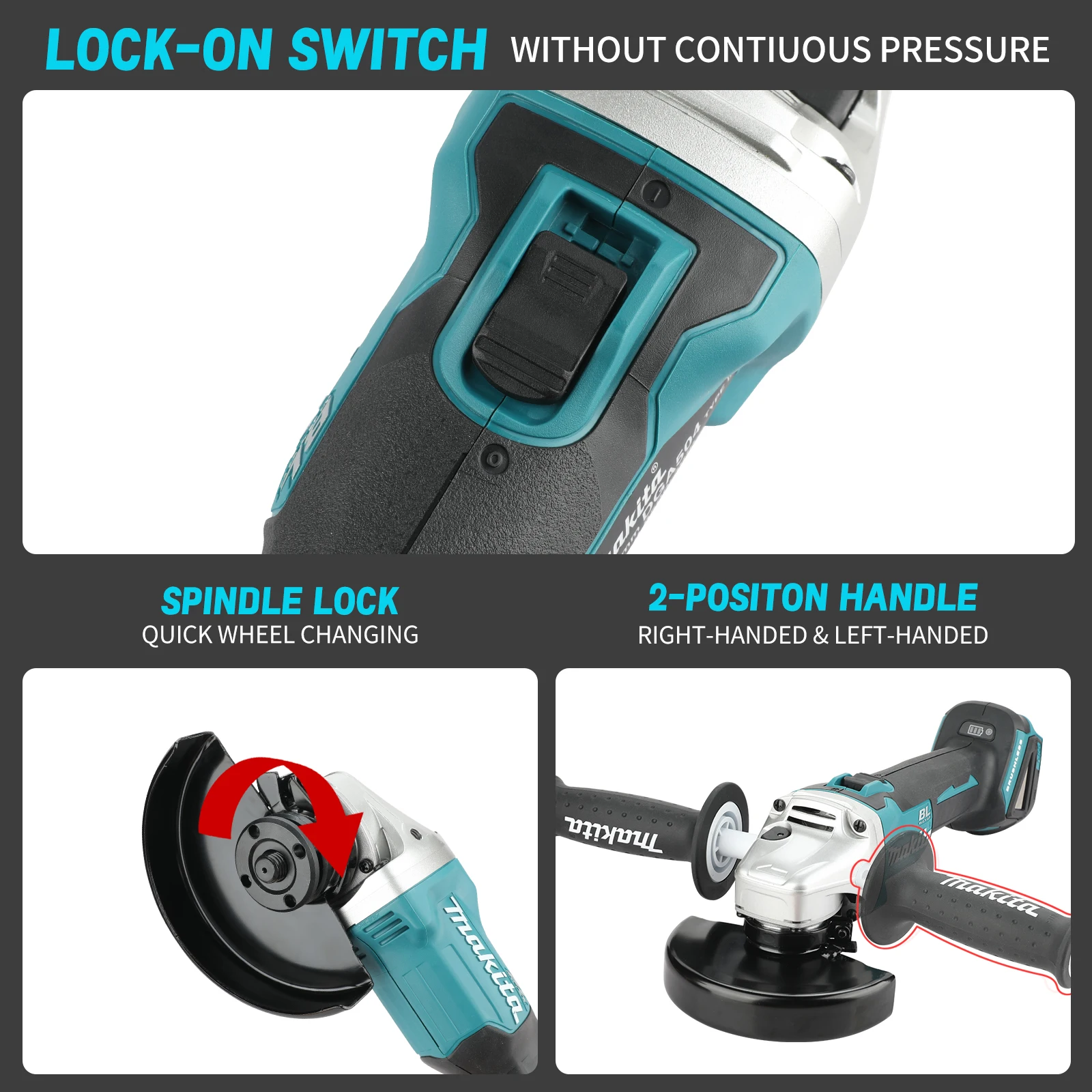 Makita DGA504 18V 125mm Brushless Lithium Electric Angle Grinder Rechargeable Polishing Machine Cutting Machine High Power