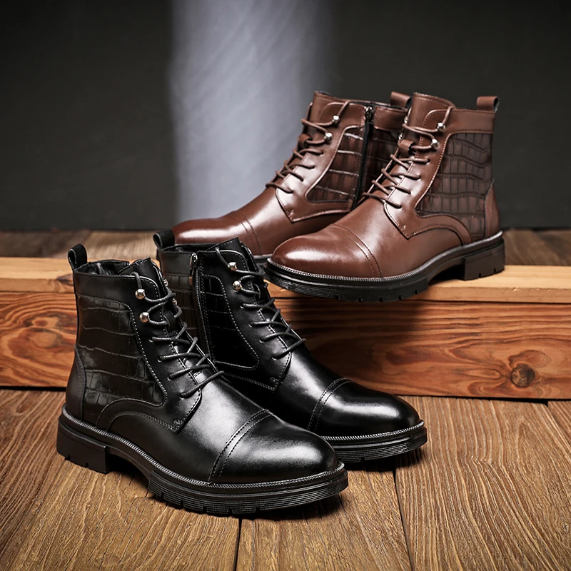 

Men Boots Comfortable Fashionable Leather Boots European Business Brand Chelsea Boots Outdoor Training Travel Boots Men 38-46