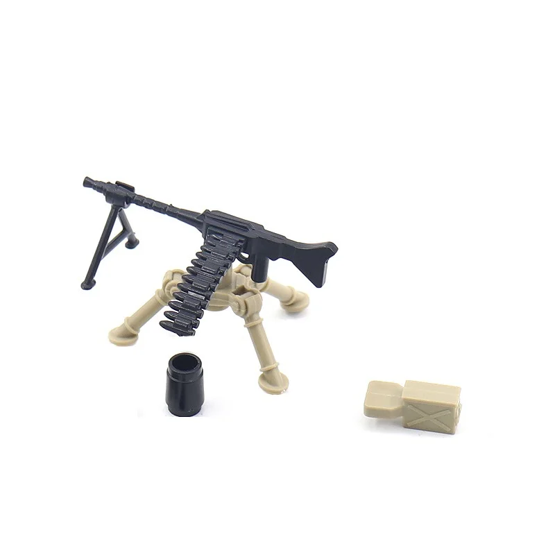 WW2 Solider DP-28 MG34 USA M2 Heavy Machine Guns MOC Weapon Military Army Accessories Building Blocks Figures Mini Children Toys