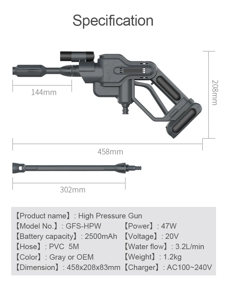 Penjualan langsung pabrik mesin cuci bertekanan portabel untuk pendingin udara cuci mobil penyemprot pembersih pistol air