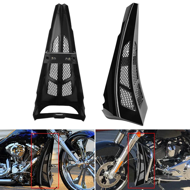 

Motorcycle Front Lower Radiator Cover Chin Fairing Spoiler Black For Harley Touring Road Glide Street Glide Models 2014-up