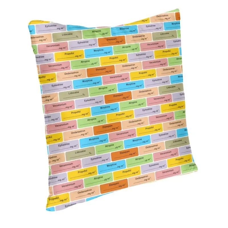 Anesthesia Drug Label Pattern Doctor Nurse Medicine Cushion Cover Soft Modern Throw Pillow Case for Sofa