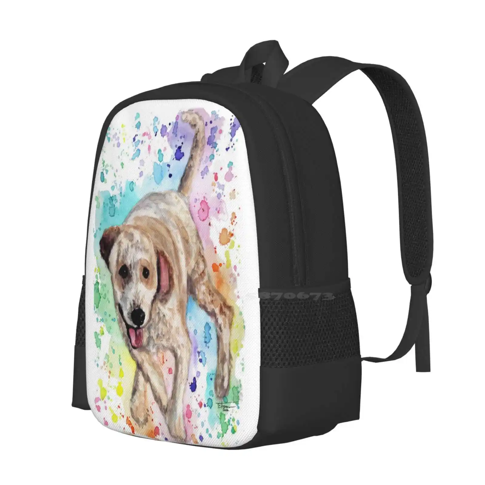 Watercolour Cavoodle Fashion Pattern Design Travel Laptop School Backpack Bag Dog Painting Dog Art Cavoodle Painting