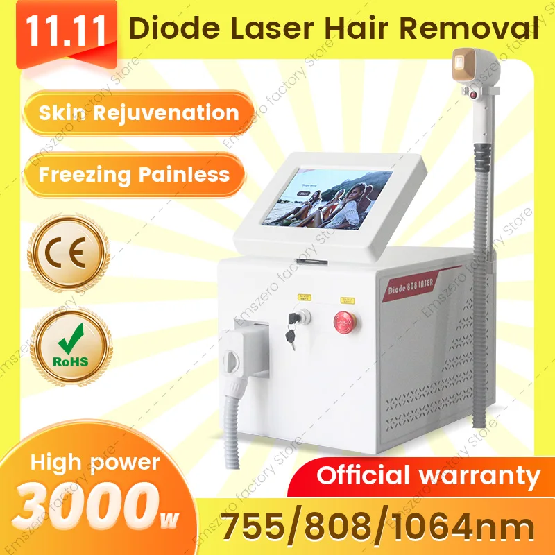 Portable 808nm Diode Laser Hair Removal Machine Ice Titanium Cooling Head Painless Permanent Hair Removal Device CE Approved