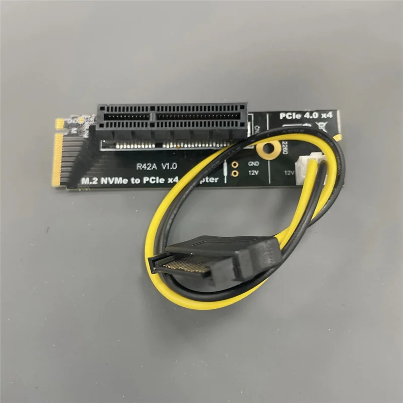 Professional M2 Nvme Key-M To PCI-E 4.0 X4 Riser Card Adapter Board Converter Card With SATA Power Cord For M.2 M Key 2260 2280