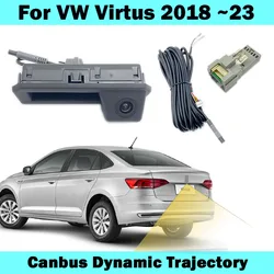 HICAMRUI Rear Reverse Backup Camera for VW Virtus 2018 - 2023 Canbus Dynamic Trajectory Camera Plug and play without coding