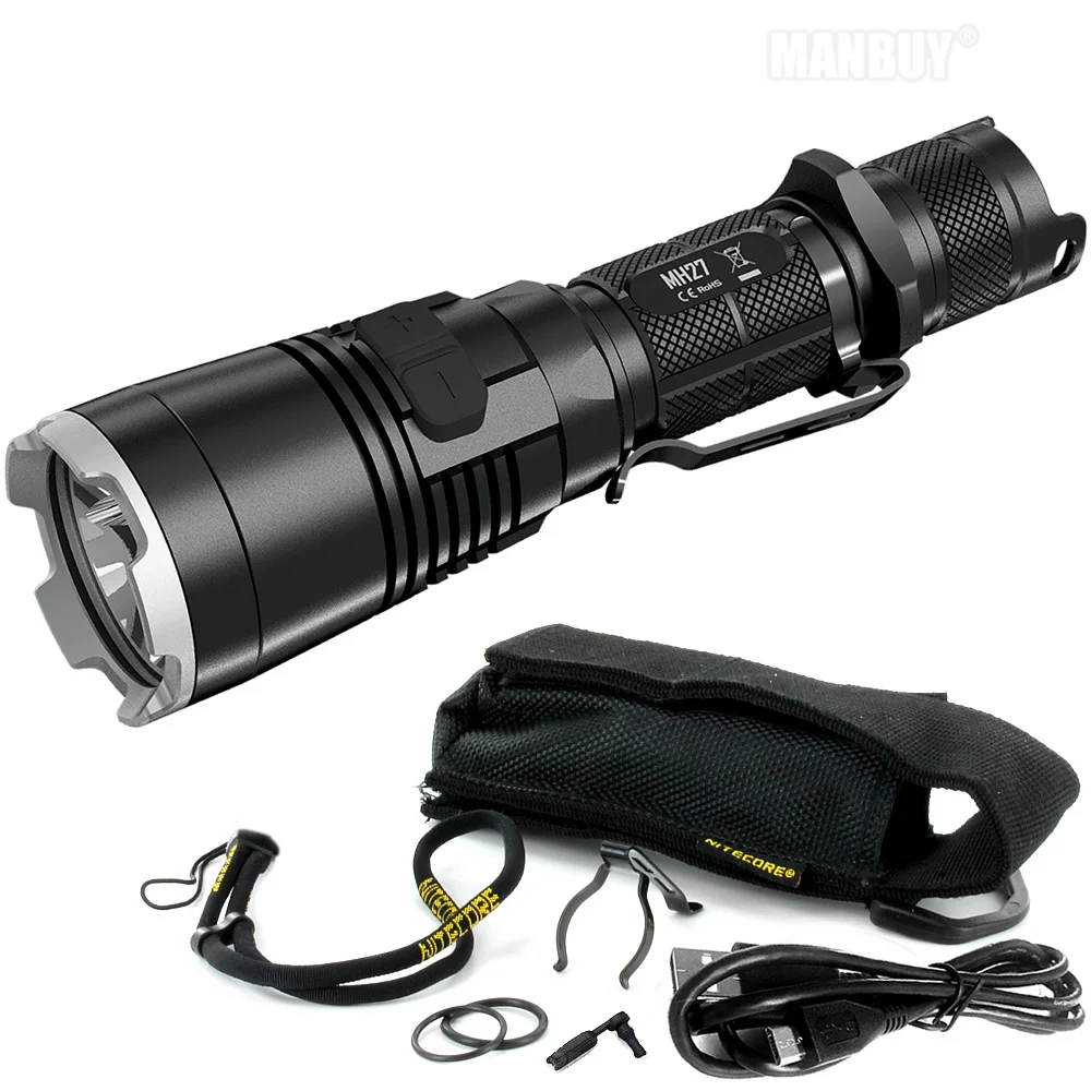 NITECORE MH27UV Tactical Far-reaching  XP-L HI V3 Red Blue 365nm Ultraviolet LEDs Plus USB Recharging 1000 Lumens UV Flashlight