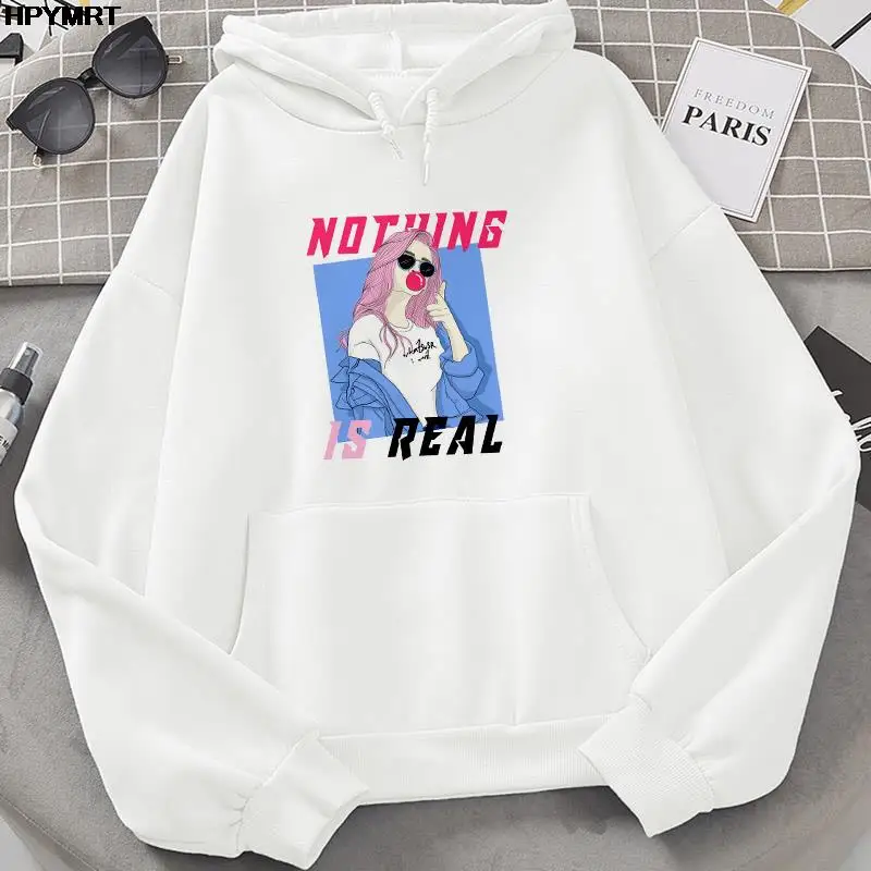 

2022 New Women Harajuku Cartoon Graphics Tops Autumn Winter Pocket fleece Hoodie Fashion Beauty Printed Casual Sport Sweatshirts