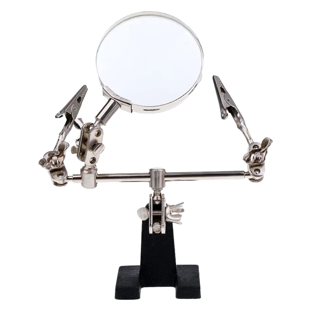 5X Welding Auxiliary Clip Magnifier Adjustable Desktop Loupe Soldering Clamp Helping Hand with Magnifier for Soldering Crafting