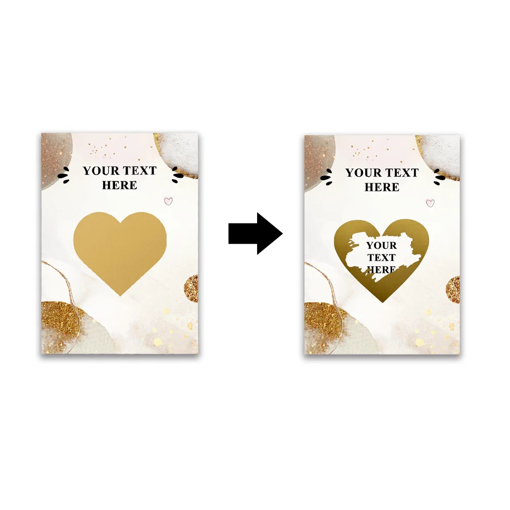 Surprise Scratch Card for Him or Her, Holiday Surprise Present, Secret Message Card, Gold Heart Scratch Card, Christmas Scratch - view 3