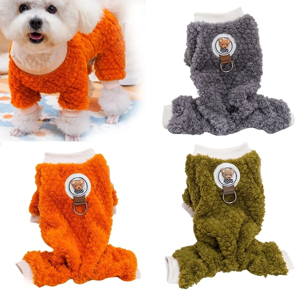 

Dog Plush Clothes Cozy Onesize with Leash Opening, Cute Winter Jumpsuit Hooded Warm Pet Apparel Must Have