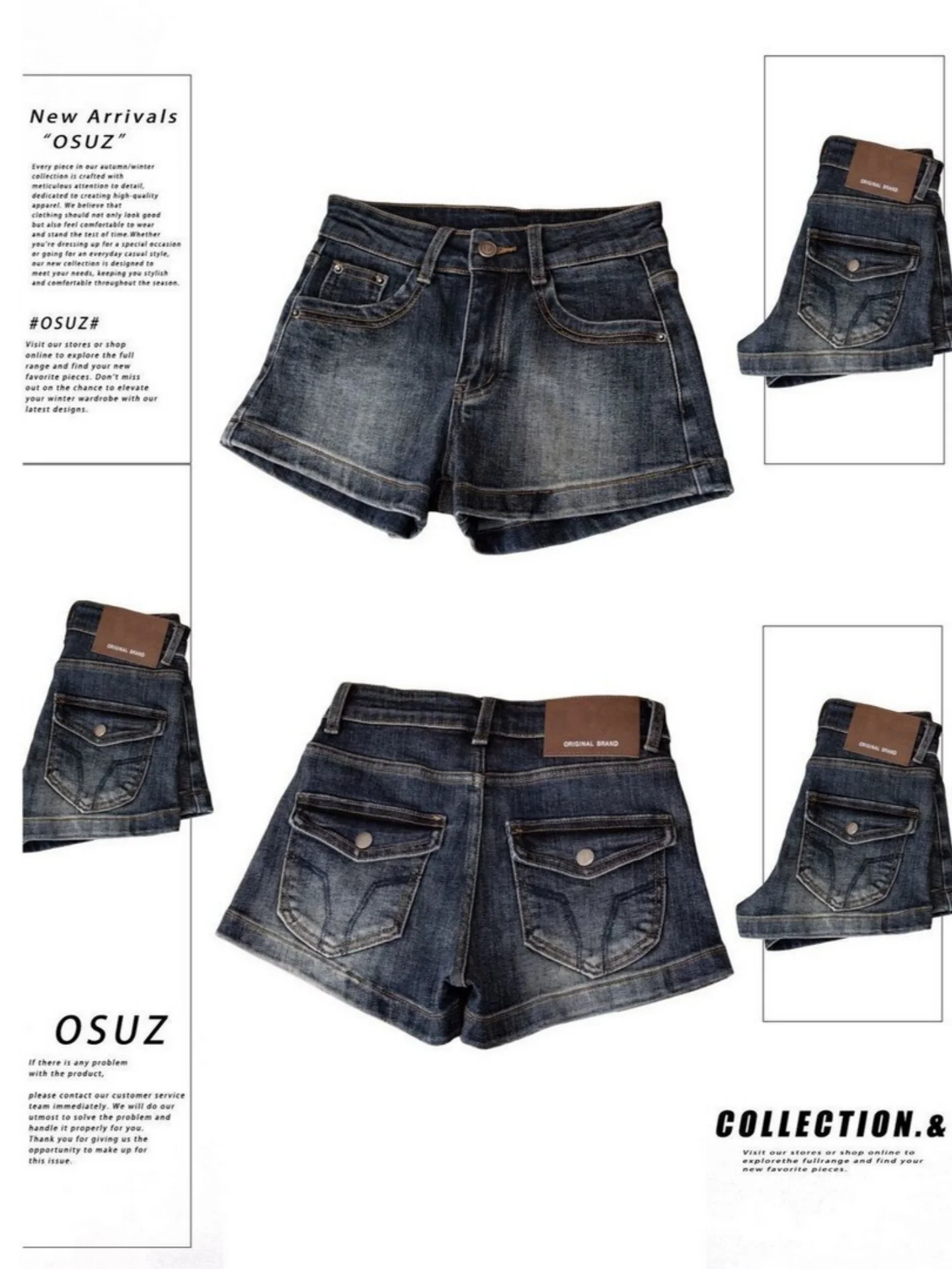 

Retro High Waist Slim Fit Blue Grey Denim Shorts Women's Summer New Style American Hot Girl Trousers Cotton Stretchy Butt Lif...