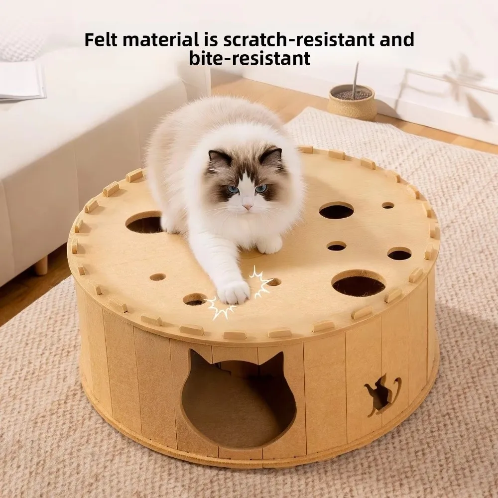 wear-resistant-cat-tunnel-house-non-shedding-breathable-felt-cat-toy-tunnel-half-closed-removable-cat-hiding-nest-home-indoor