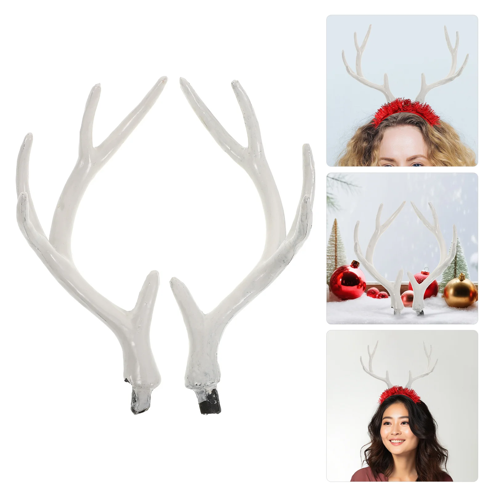 

1 Pair 17Cm White Deer Antlers Props Realistic Fake Horns For Christmas Photography Decor Party Accessories Mini Reindeer