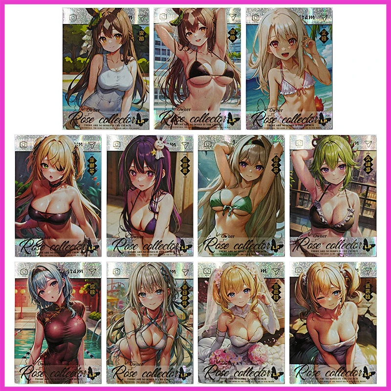 Anime Goddess Story Rare Limited LP Refraction Game Collectible Card Amber Isla Fischl Hoshino Ai Zabawki dla chłopców Prezent urodzinowy