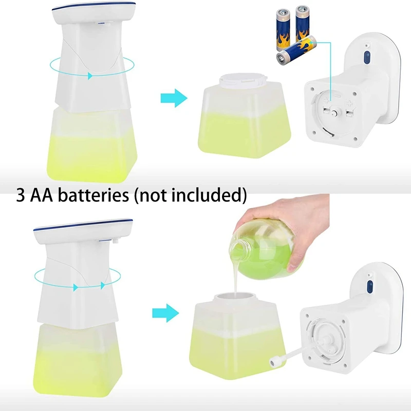 Dispensador automático de jabón espumoso, batería de inducción sin contacto, desinfectante eléctrico de manos libres, botella de bomba de Gel líquido, 14Oz