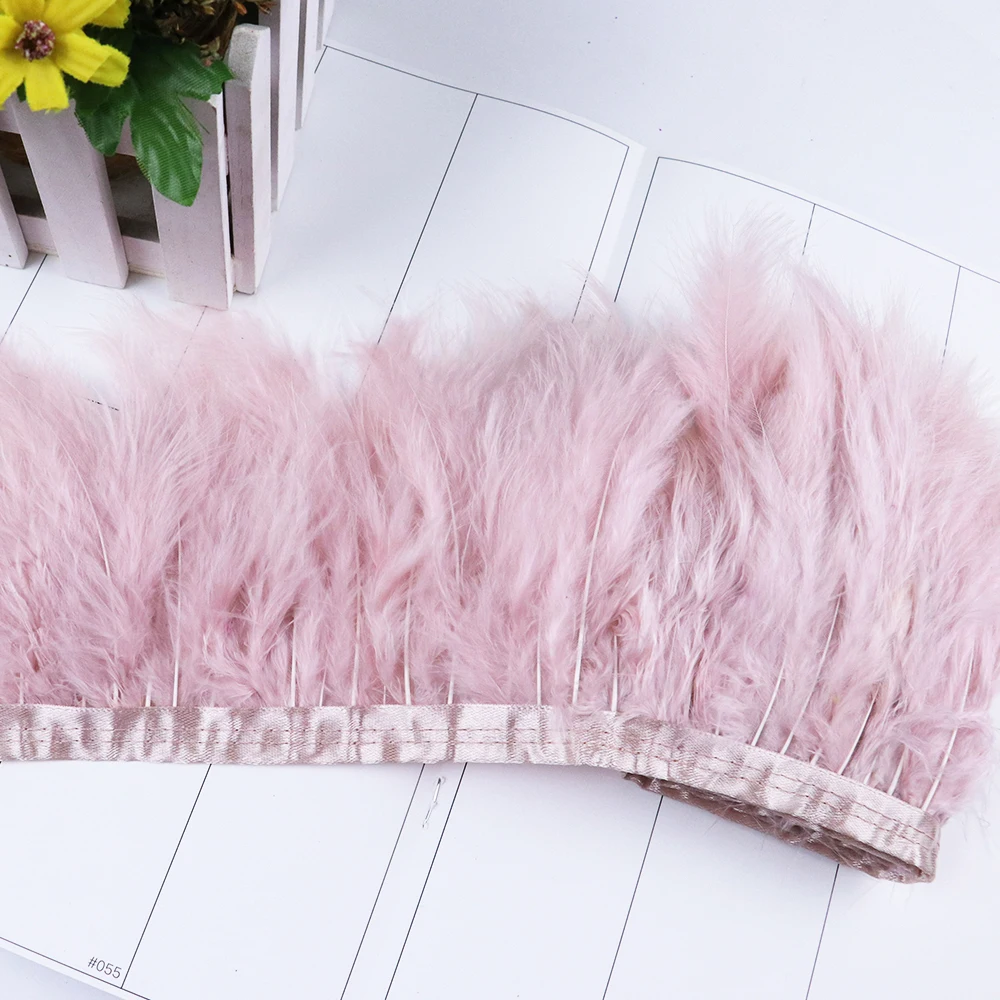 1M Fluffy Marabou Turkey Feathers Trims 10-15CM Long Plumes Stitched on Ribbon Fringe for Dress Decorative Feather Accessories