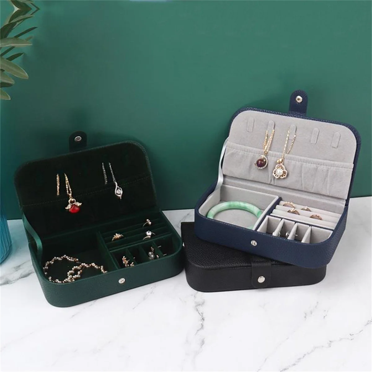 

1pc Fashion Women Jewelry Storage Box Travel Portable PU Leather Earrings Necklace Ring Case High Capacity Jewelry Display Boxes