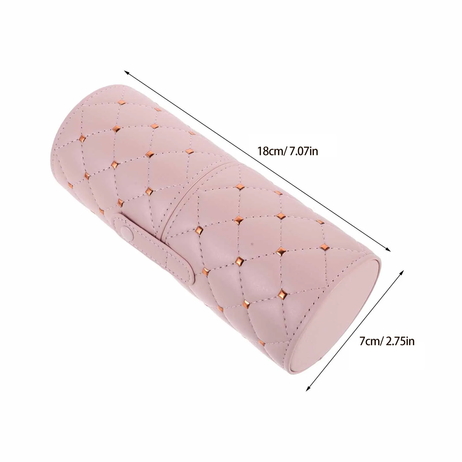PU Makeup Brush Holder Compact Travel Brush Cup Dustproof Lid Storage Organizer Makeup Tool Box Vanity Pink