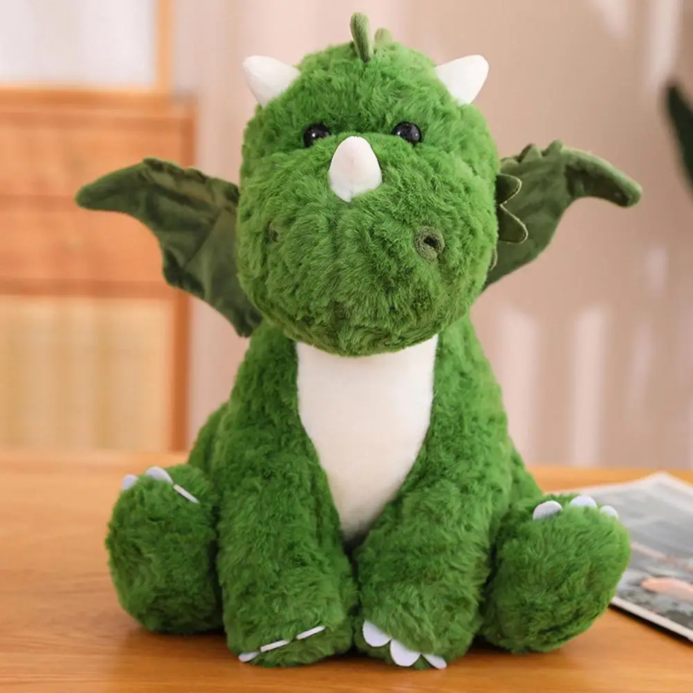 Home Decoration Cute Flying Dragon Plush Doll with 3d Horns Wings Soft Stuffed Dinosaur Pillow Toy for Kids Girls Christmas New