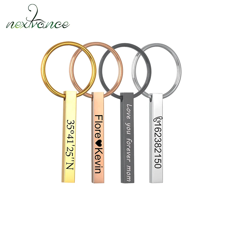Nextvance-llavero personalizado de acero inoxidable para hombres, cadena de coche, grabado de texto, nombre, fecha, personalidad, Unsex, regalo de joyería de cumpleaños