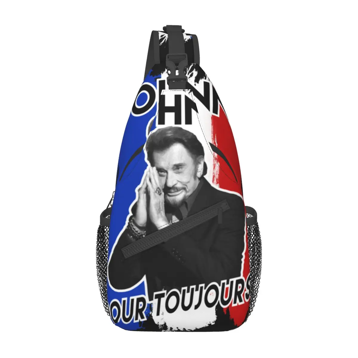 Johnny Hallyday Forever Small Sling Bags, Peito Crossbody Shoulder Backpack, Mochilas esportivas ao ar livre, Rock Music Impresso Satchel