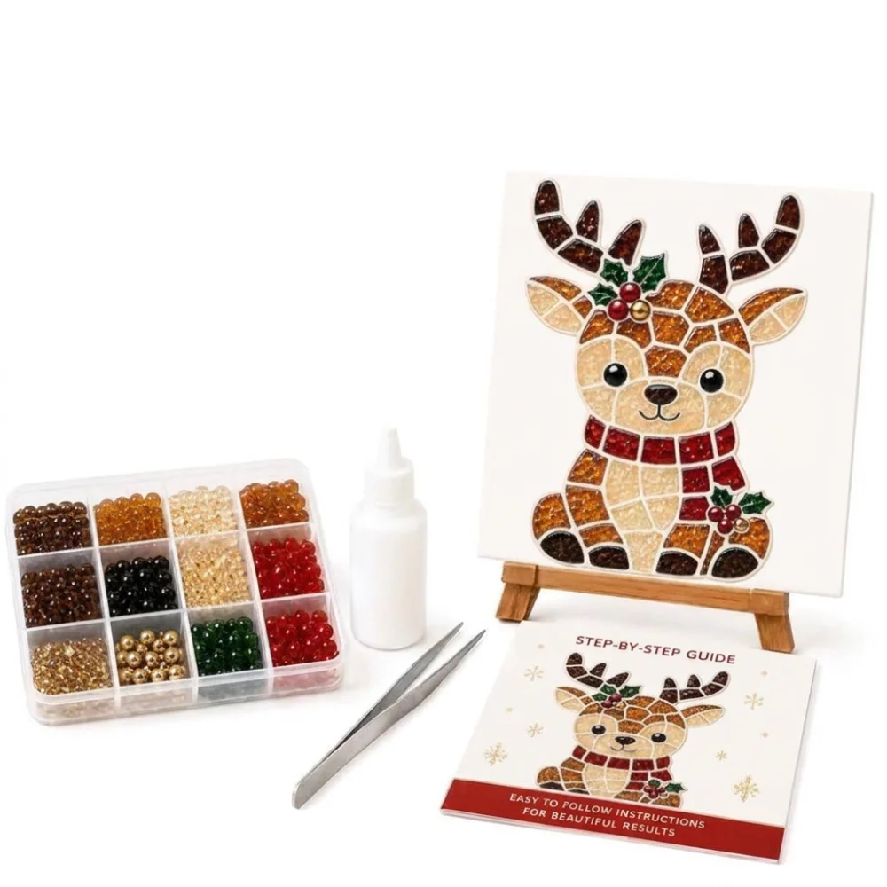 Non-Fading Christmas Sea Glass Painting Art Set Colorful Glass Framed DIY Sea Glass Mosaic Set Snowman Handmade