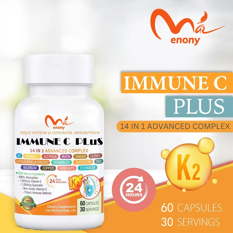 Quercetin, vitamin C, zinc, selenium, copper, ginger, rutin, bitter orange, rosehip, echinacea, 14 in 1, 60 capsules