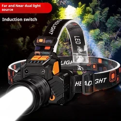 Sensor Headlamp LED Head Flashlight Rechargeable Headlight Head Torch Built-in Battery 4 Lighting Modes Fishing Camping Lantern