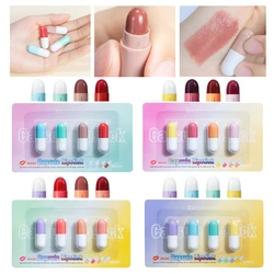 4pcs/set Mini Capsule Lipstick Set Matte Lipstick Red Velvet Moisturizing Lip Balm Portable Travel Lips Makeup 1g*4