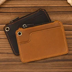 Luufan Vintage Crazy Horse Leather Men Coin Purse Genuine Leather Zipper Coin Wallet Retro Key Holder Small Money Bag clutch bag