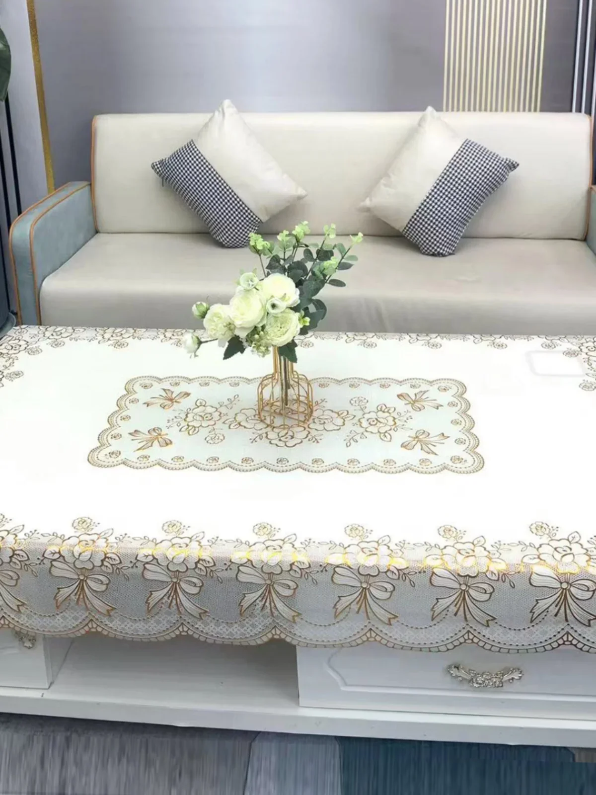 

Tablecloth waterproof heat-resistant no wash rectangular European tablecloth coffee table pad tablecloth circular tablecloth