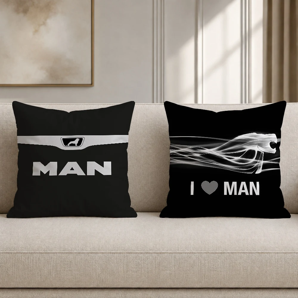 Car M-Man Truck logo Brand Pillow Case Plush Pillow Cases Home Decoration Pillow Cover for Sofa Bed Chair Living Room