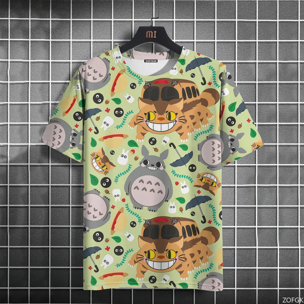 3D أنيمي الكرتون توتورو لطيف مطبوعة قصيرة الأكمام الصيف عارضة أزياء جولة الرقبة شخصية فضفاضة تي شيرت #1