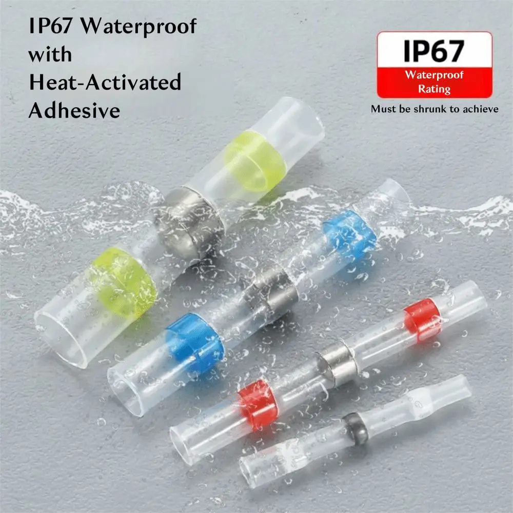 

200pcs Insulated Heat Shrink Wire Connectors Waterproof Connectors Kit Electrical Terminals Shrinkable Clamp Type